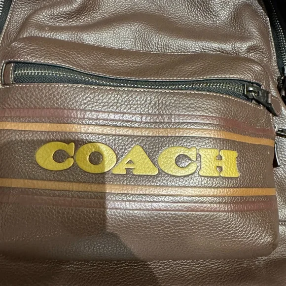 Coach Brown Leather Backpack with Gold Logo - Picture 2 of 4